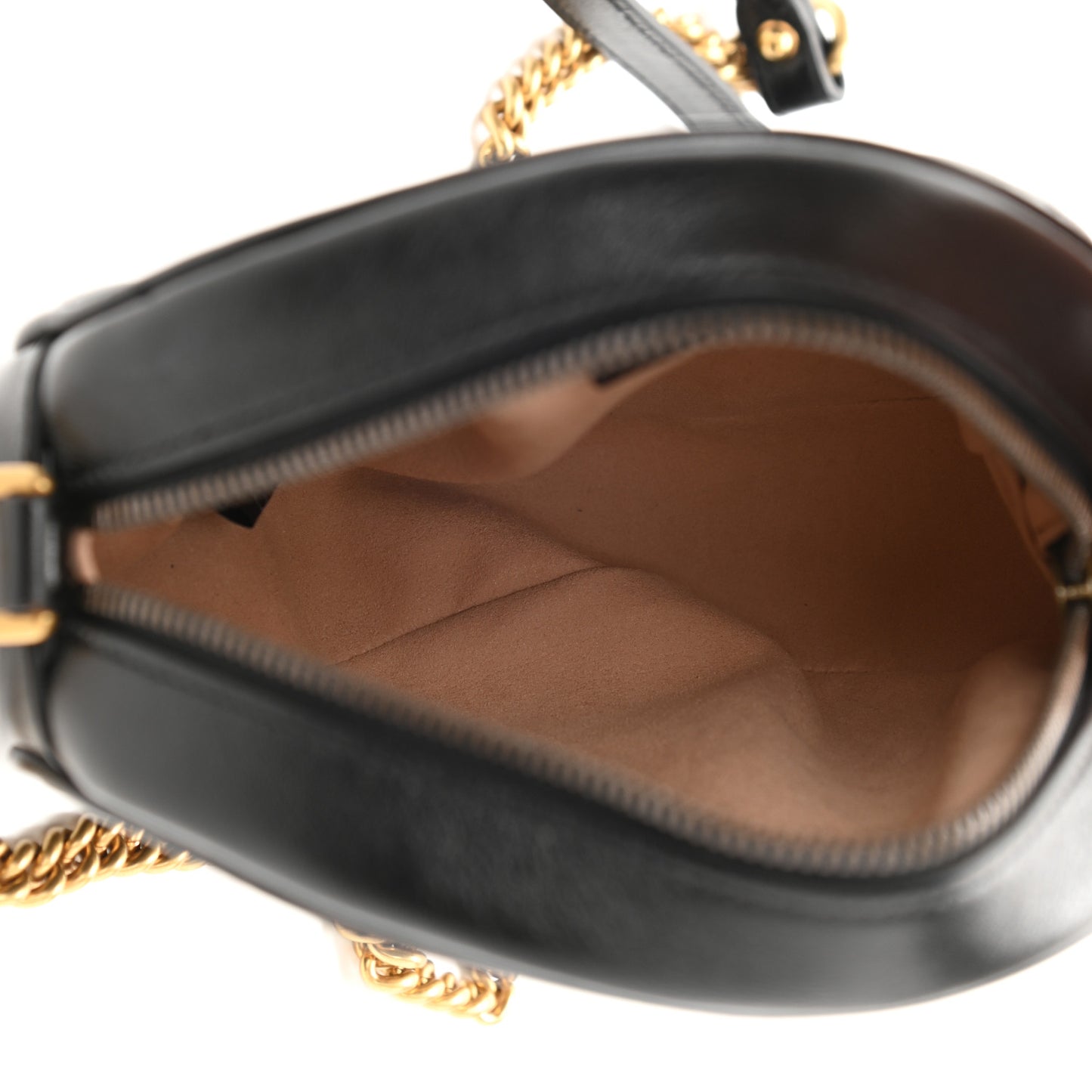 Azalea Calfskin Matelasse Heart Mini GG Marmont Round Shoulder Bag Black