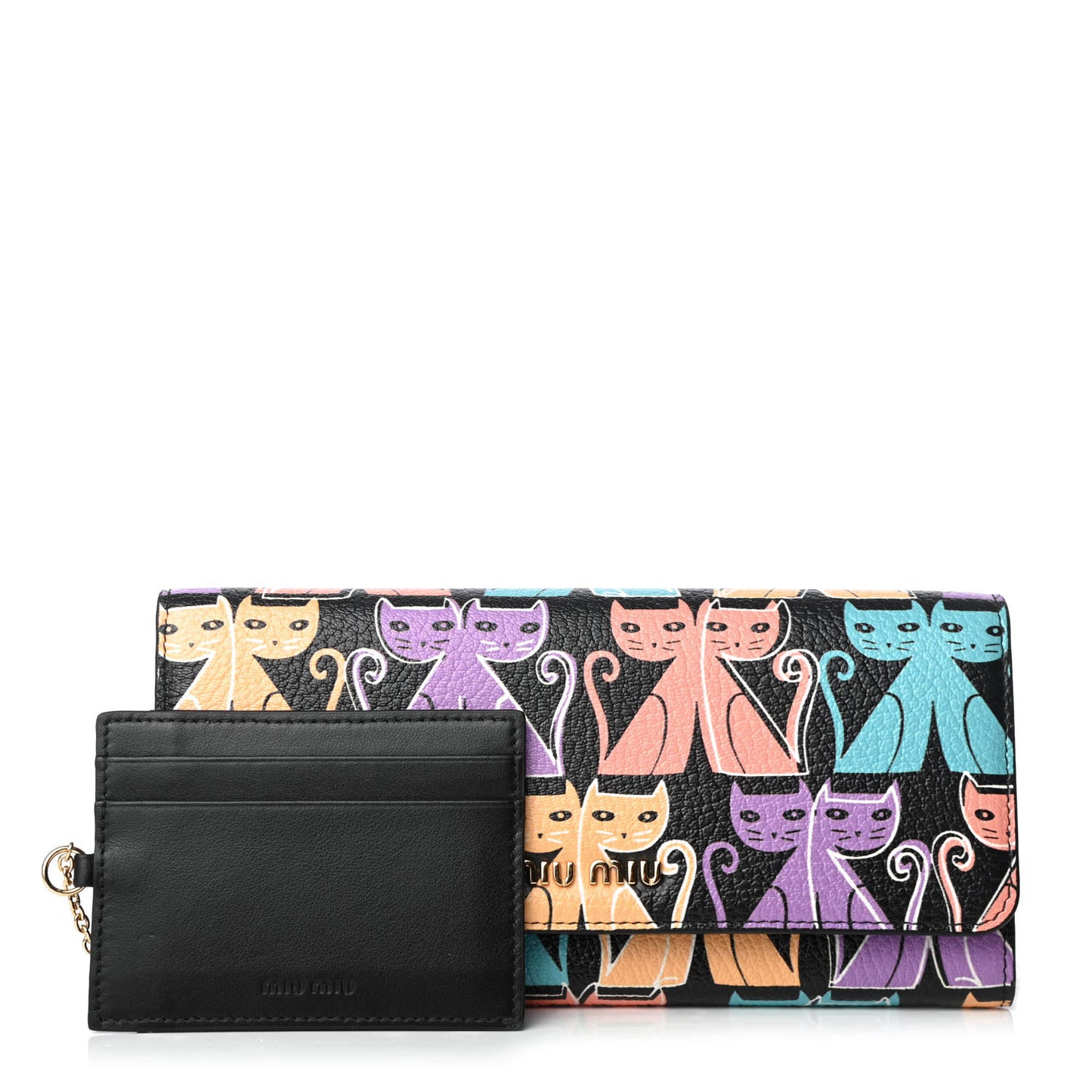 Goatskin Madras Cat Wallet Black