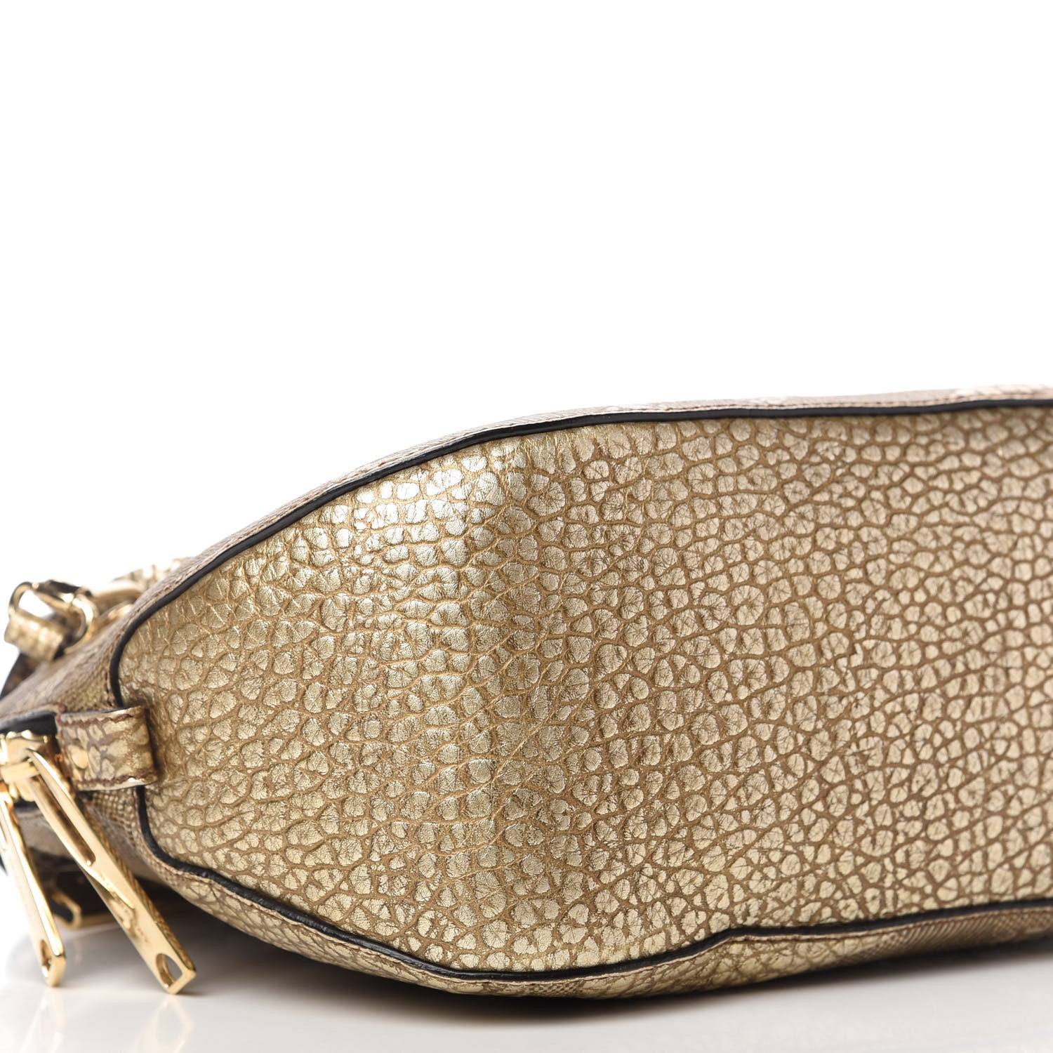 Burberry Metallic Heritage Grain Check Embossed Small Orchard Bowling Bag Gold 9 of 10
