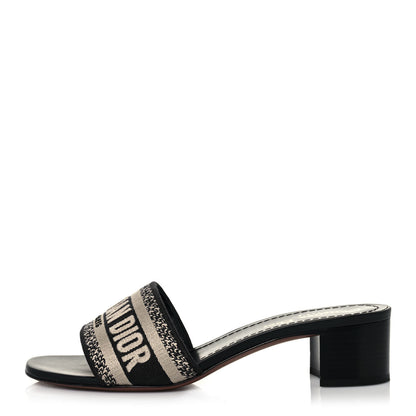 Christian Dior Cotton Embroidered Dway 40mm Slide Sandals 37 Deep Blue 1 of 8