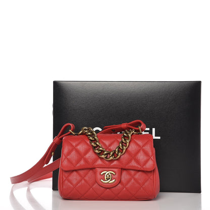 Chanel Shiny Sheepskin Quilted Mini Trapezio Flap Red 8 of 8
