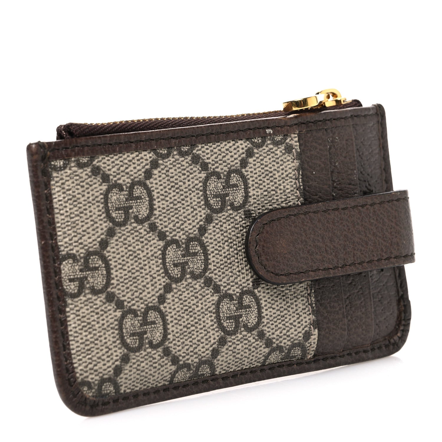 Gucci GG Supreme Monogram Web Ophidia Zip Card Case Brown 3 of 7