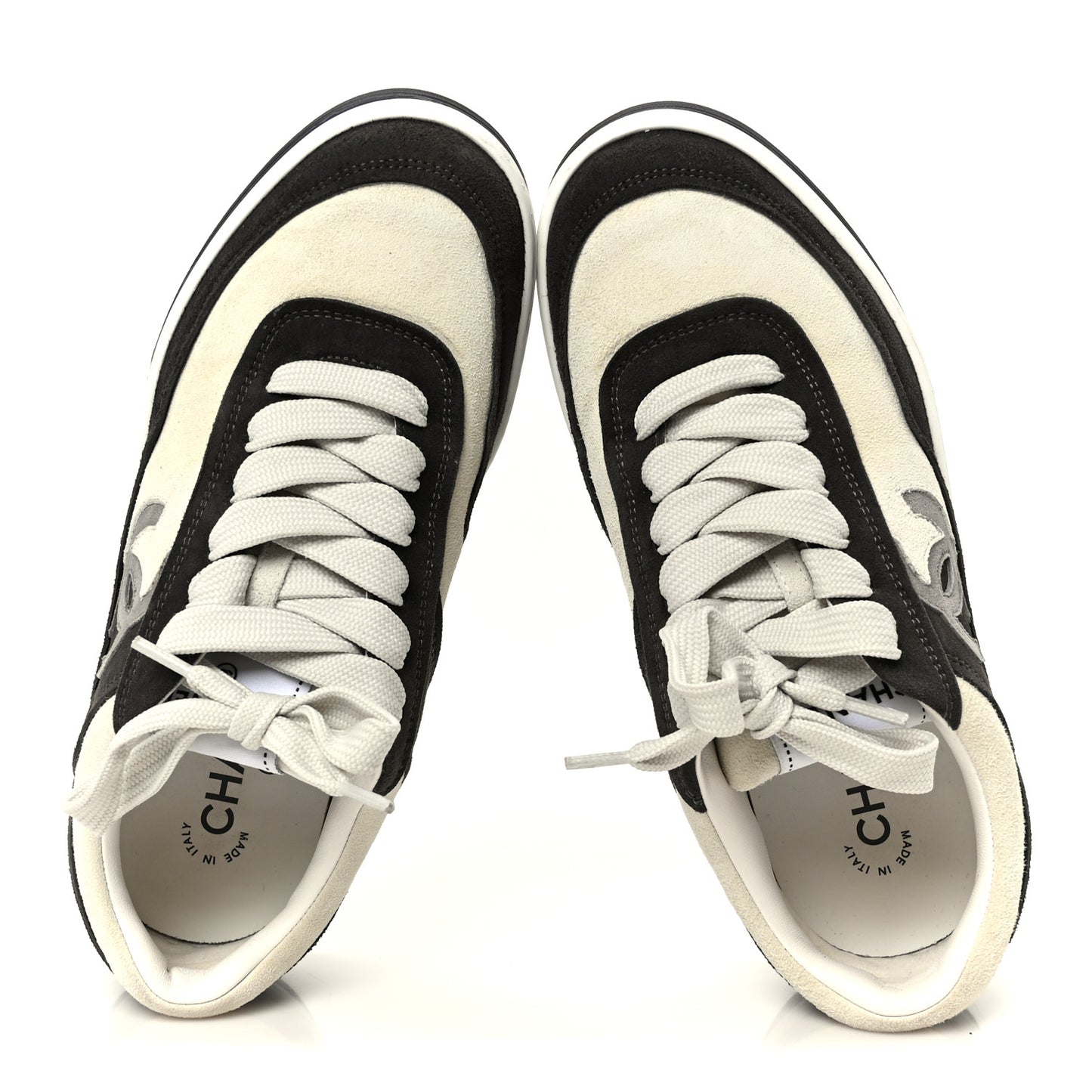 Suede Kidskin Womens CC Sneakers 37.5 Black White
