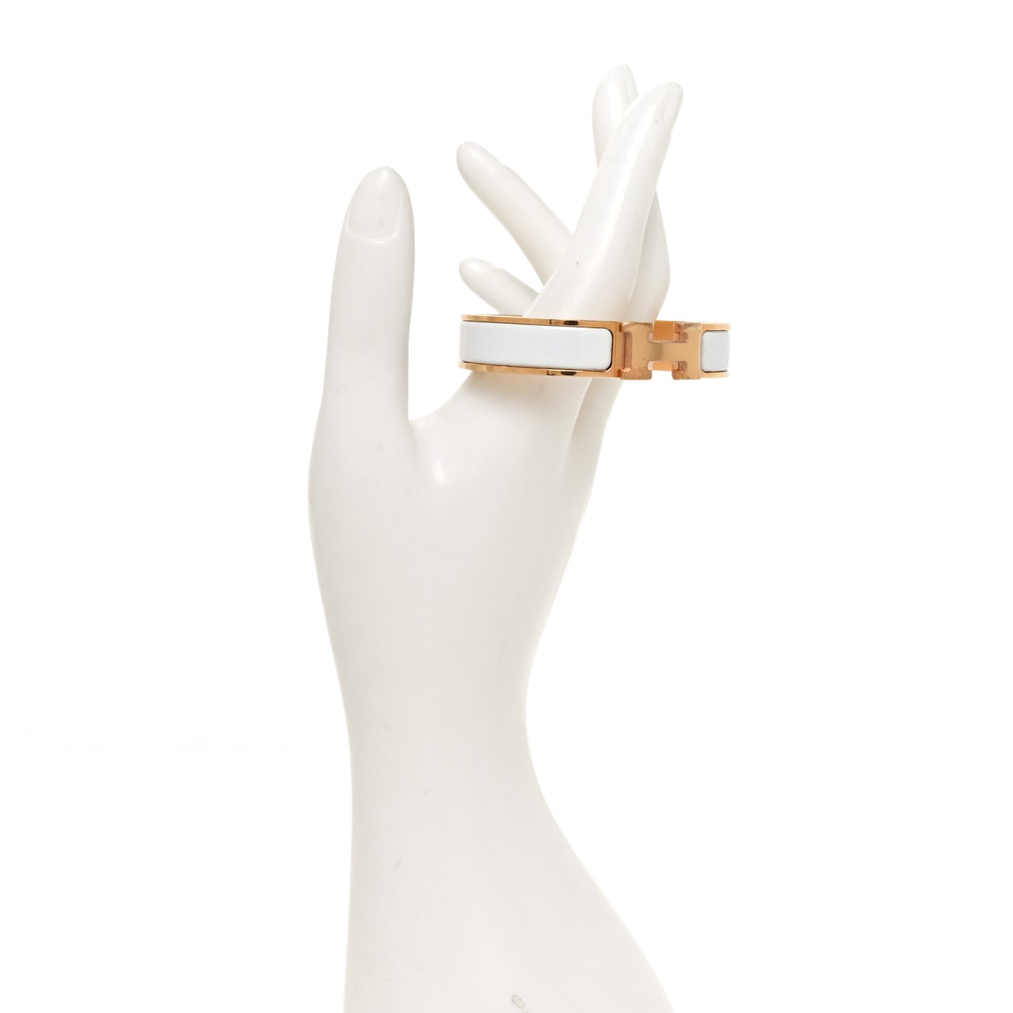 Enamel Narrow Clic Clac H Bracelet PM White