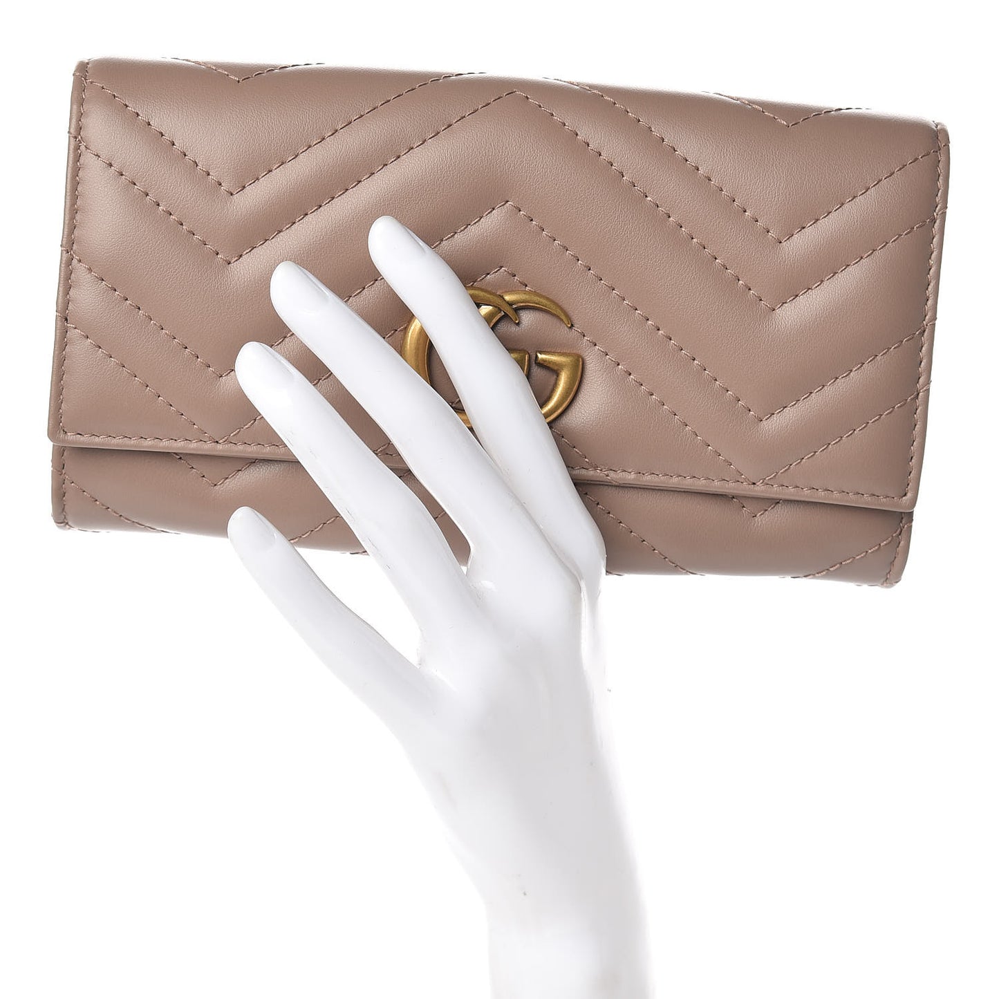 Calfskin Matelasse GG Marmont Continental Wallet Porcelain Rose