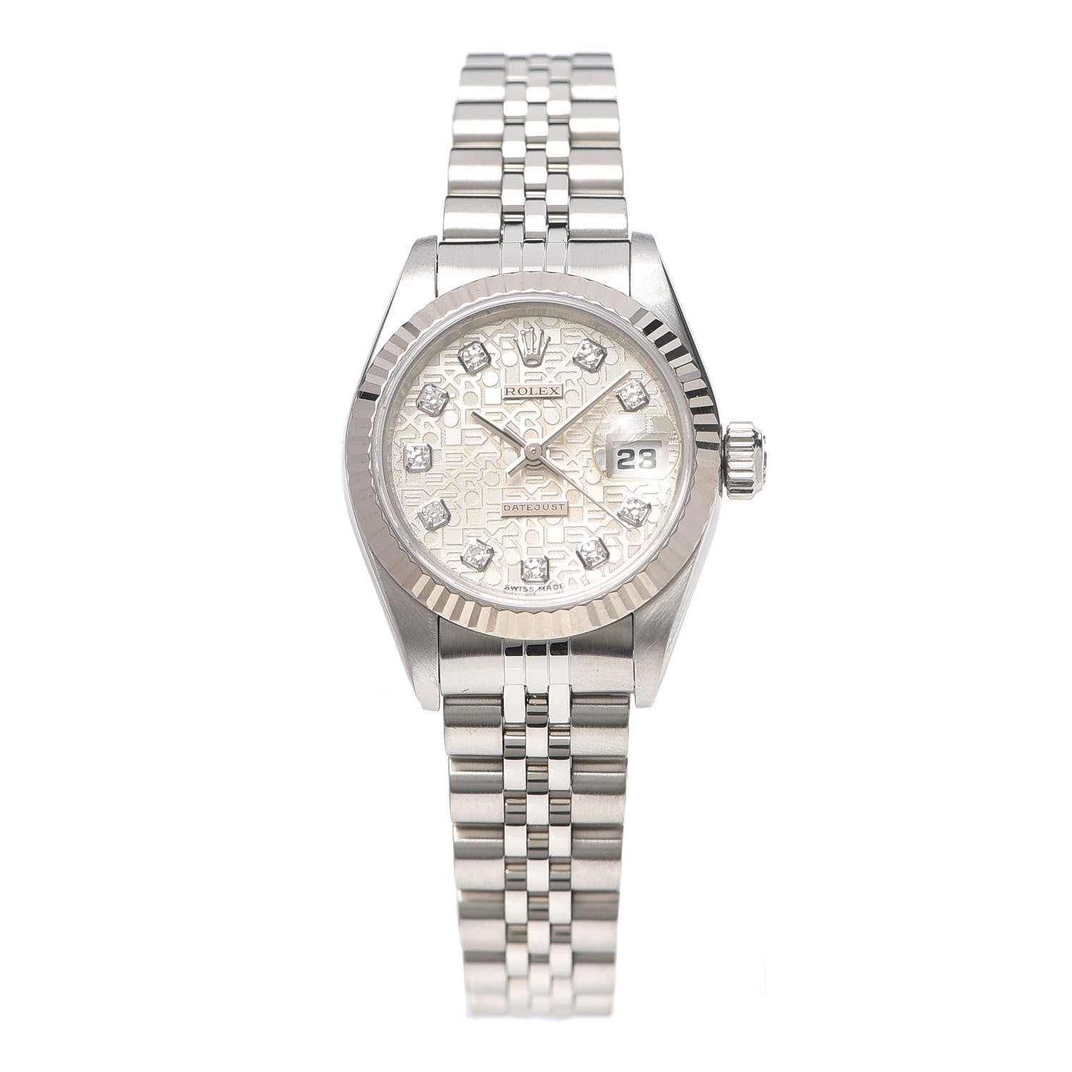 Rolex Stainless Steel 18K White Gold Diamond 26mm Oyster Perpetual Datejust Watch Silver Jubilee 79174 1 of 6
