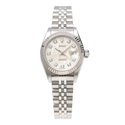Rolex Stainless Steel 18K White Gold Diamond 26mm Oyster Perpetual Datejust Watch Silver Jubilee 79174 1 of 6