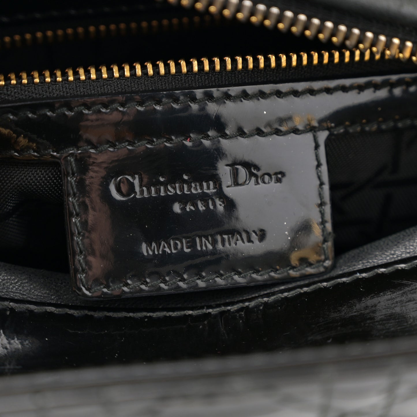 Patent Cannage Medium Lady Dior Black