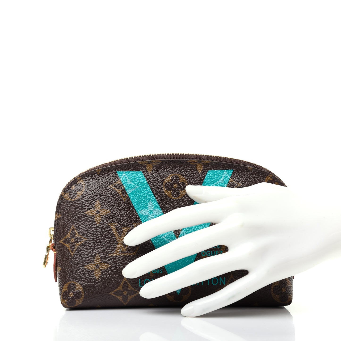 Monogram V Cosmetic Pouch Turquoise