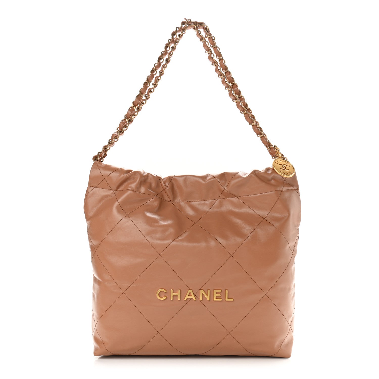 Chanel Shiny Calfskin Quilted Small Chanel 22 Camel 3 of 12