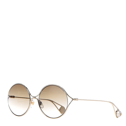 Gucci Round Pearl Tip Sunglasses GG0253S Gold 1 of 8
