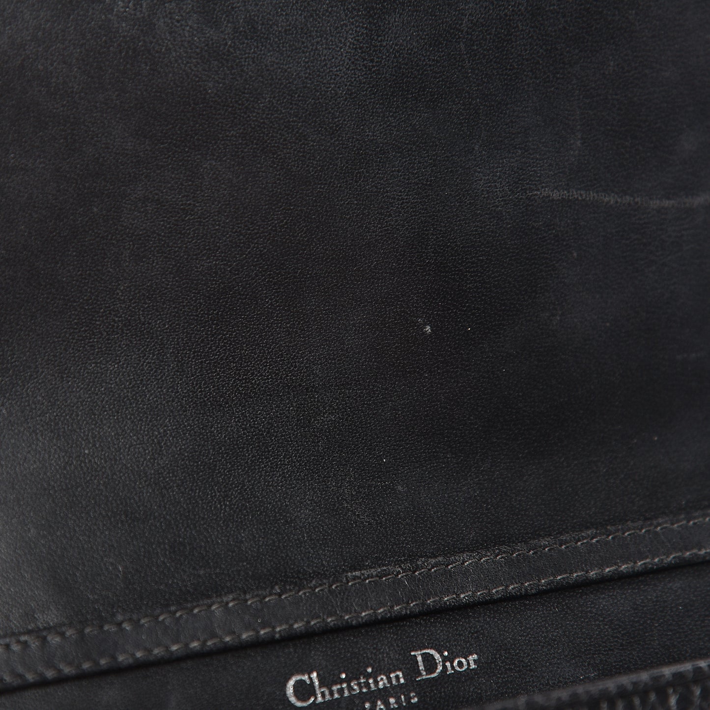 Grained Calfskin Diorama Wallet on Chain Pouch Black