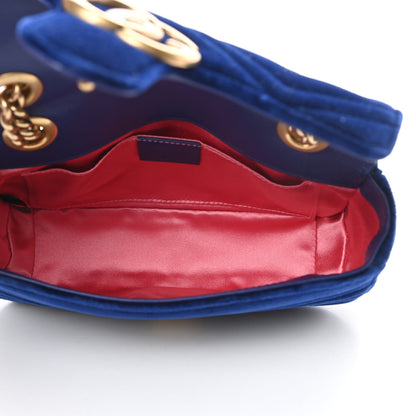 Gucci Velvet Matelasse Mini GG Marmont Shoulder Bag Cobalt Blue 5 of 12