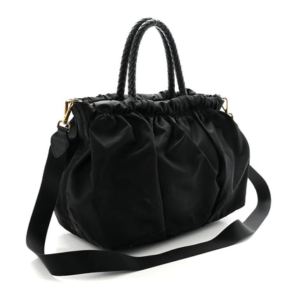 Prada Tessuto Nylon Bow Shoulder Bag Black 3 of 9