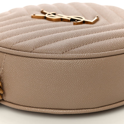 Saint Laurent Grain De Poudre Matelasse Chevron Quilted Round Vinyle Camera Bag Gold Sand 9 of 11