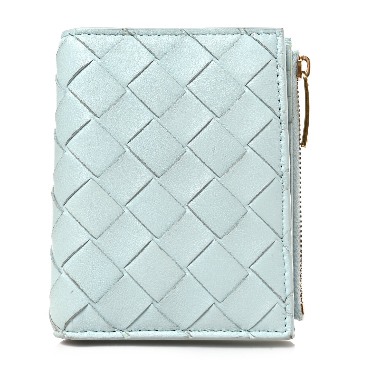Nappa Intrecciato Bifold Zip Wallet Teal Washed