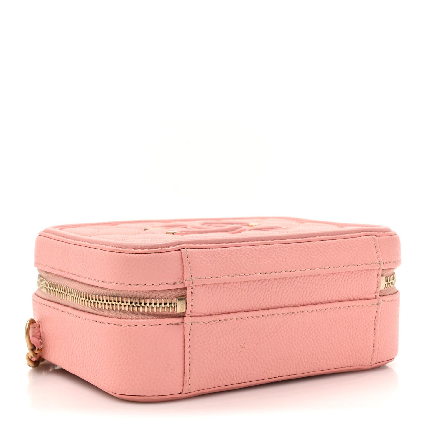 Caviar Quilted Small CC Filigree Vanity Case Rose Pink