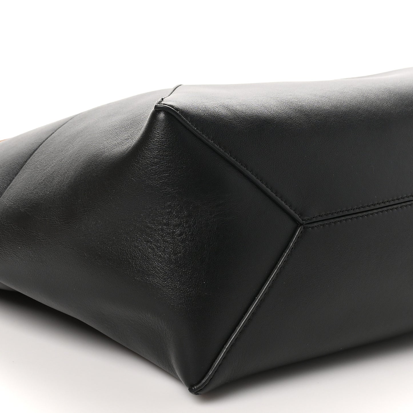 Shiny Calfskin Medium Puzzle Fold Tote Warm Desert Black