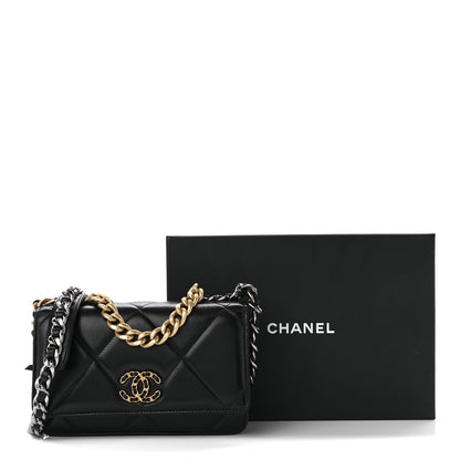 Chanel Goatskin Quilted Chanel 19 Wallet On Chain WOC Black 12 of 12