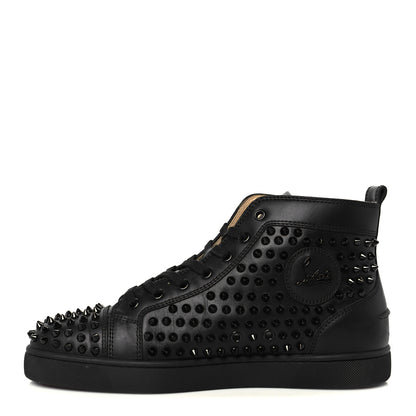Christian Louboutin Calfskin Mens Louis Spikes Flat Sneakers 42.5 Black 1 of 10