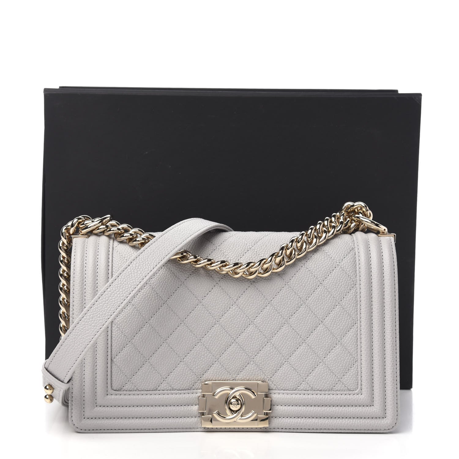 Chanel Caviar Quilted Medium Boy Flap Grey 11 of 11