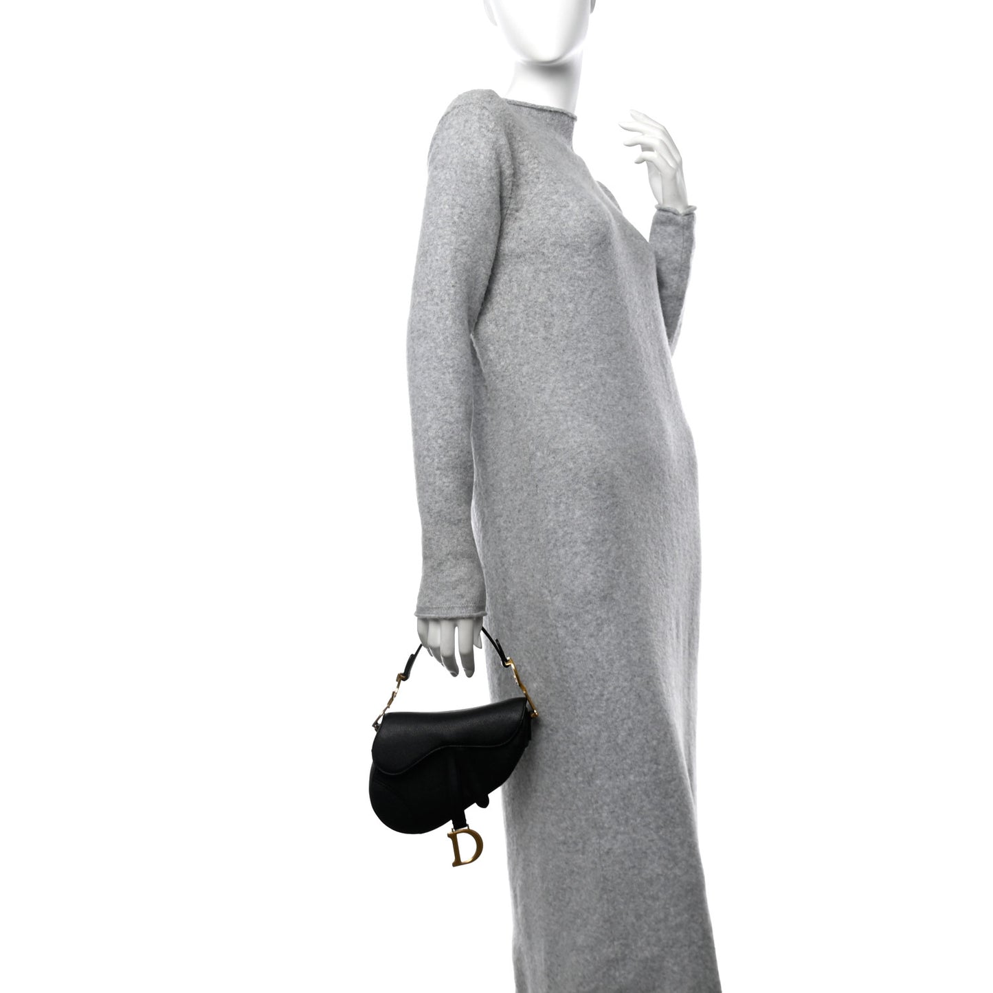 Grained Calfskin Mini Saddle Bag Black
