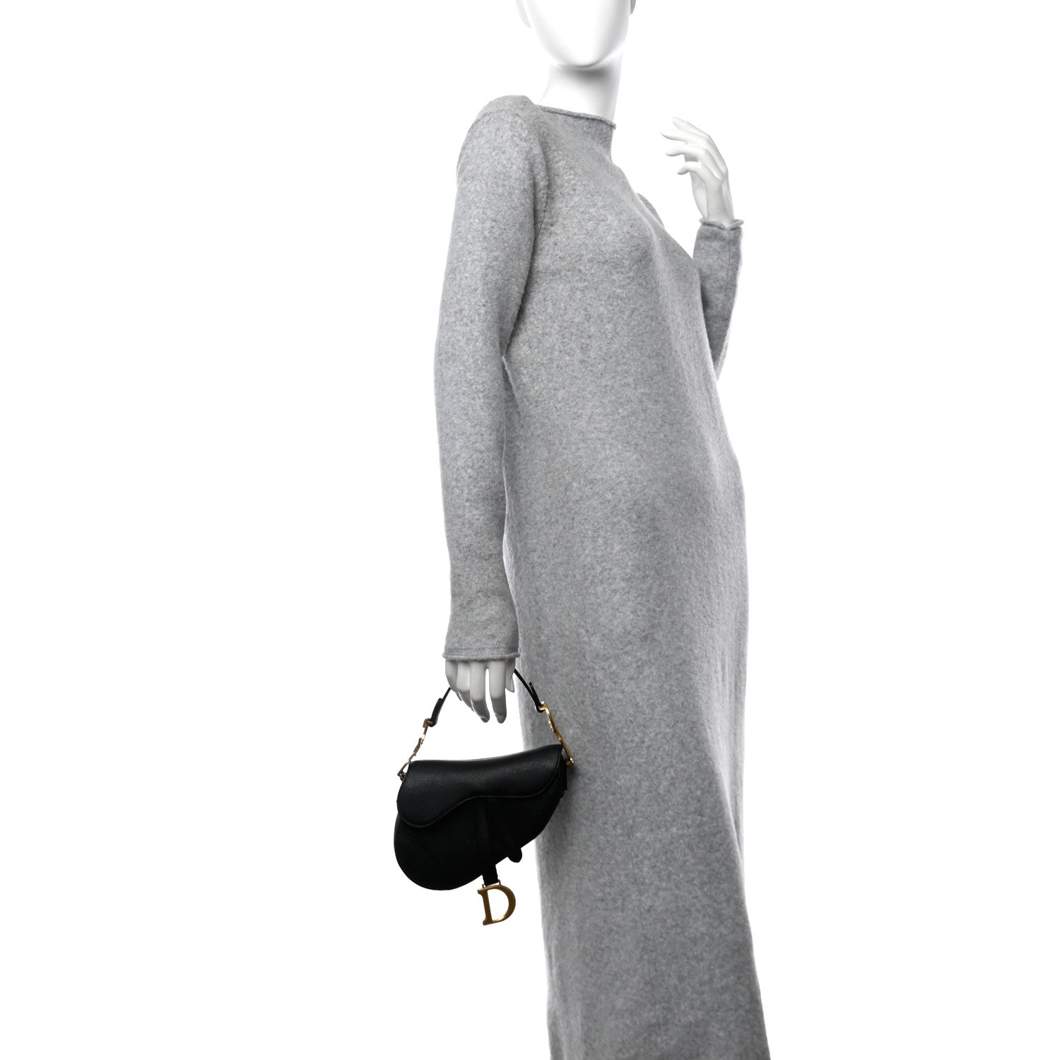 Christian Dior Grained Calfskin Mini Saddle Bag Black 2 of 10