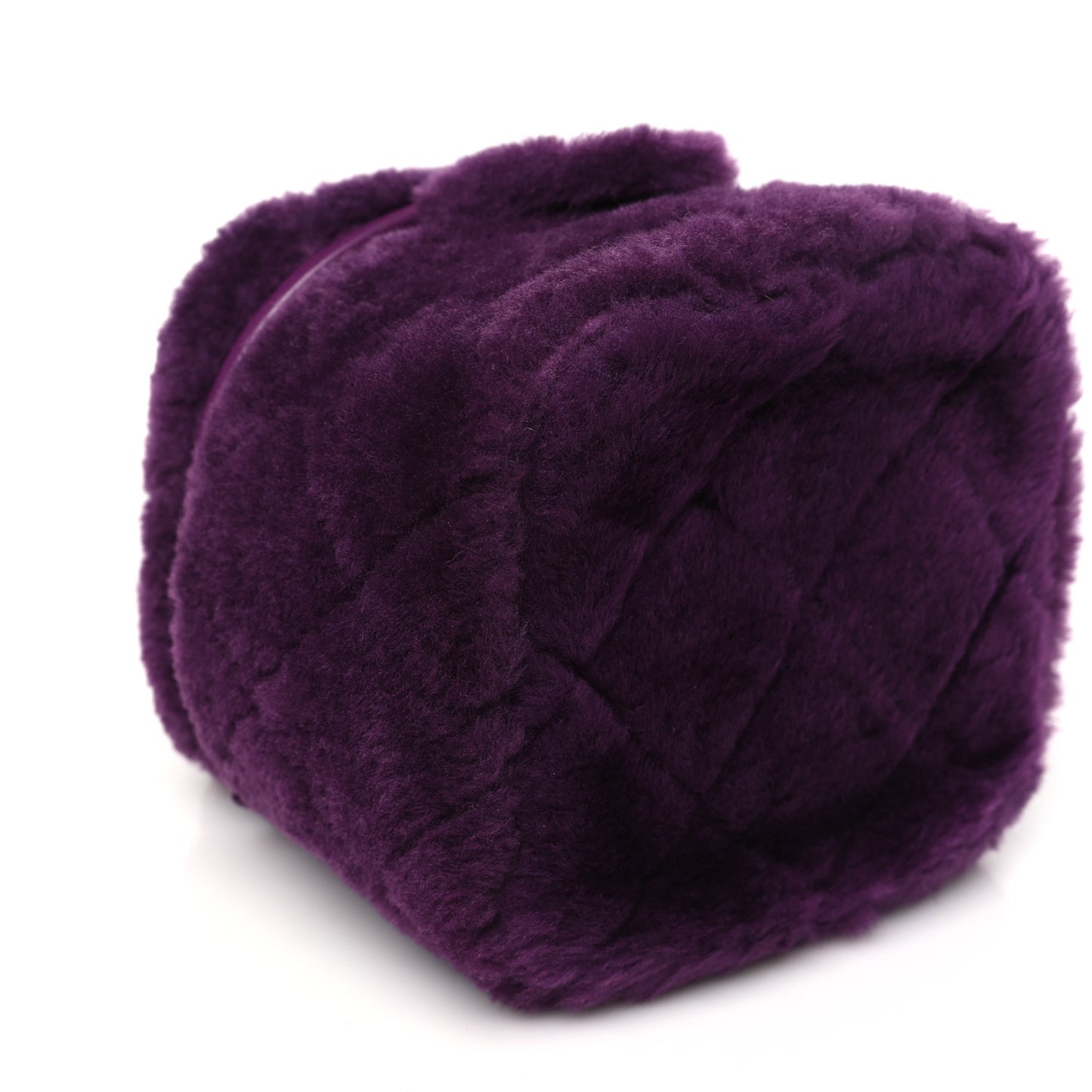 Shearling Lambskin Quilted Small Vanity Case Purple