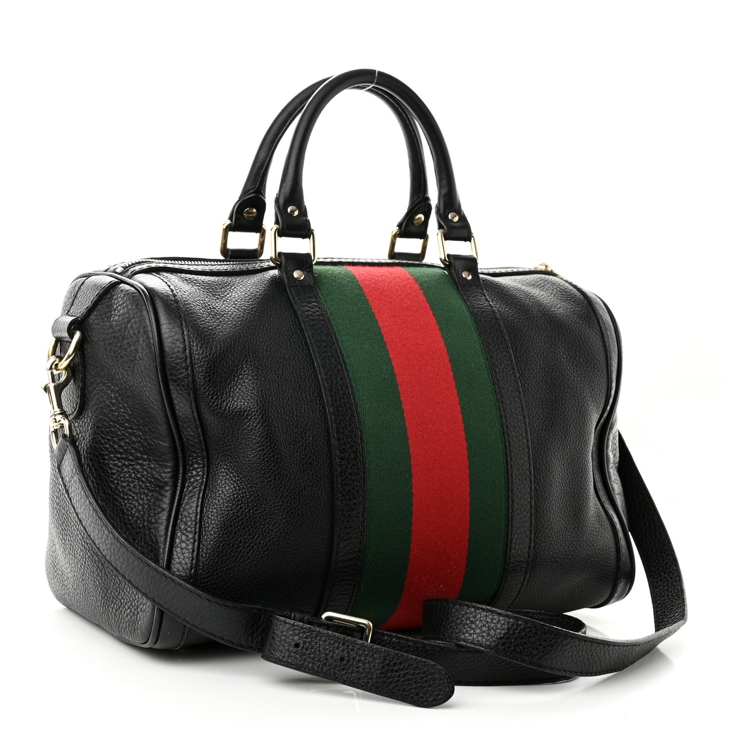 Calfskin Vintage Web Medium Boston Black