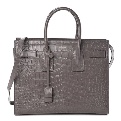 Saint Laurent Crocodile Embossed Small Sac De Jour Fog 1 of 9
