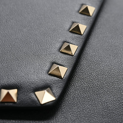 Valentino Garavani Vitello Medium Rockstud Envelope Flat Wristlet Pouch Black 7 of 10