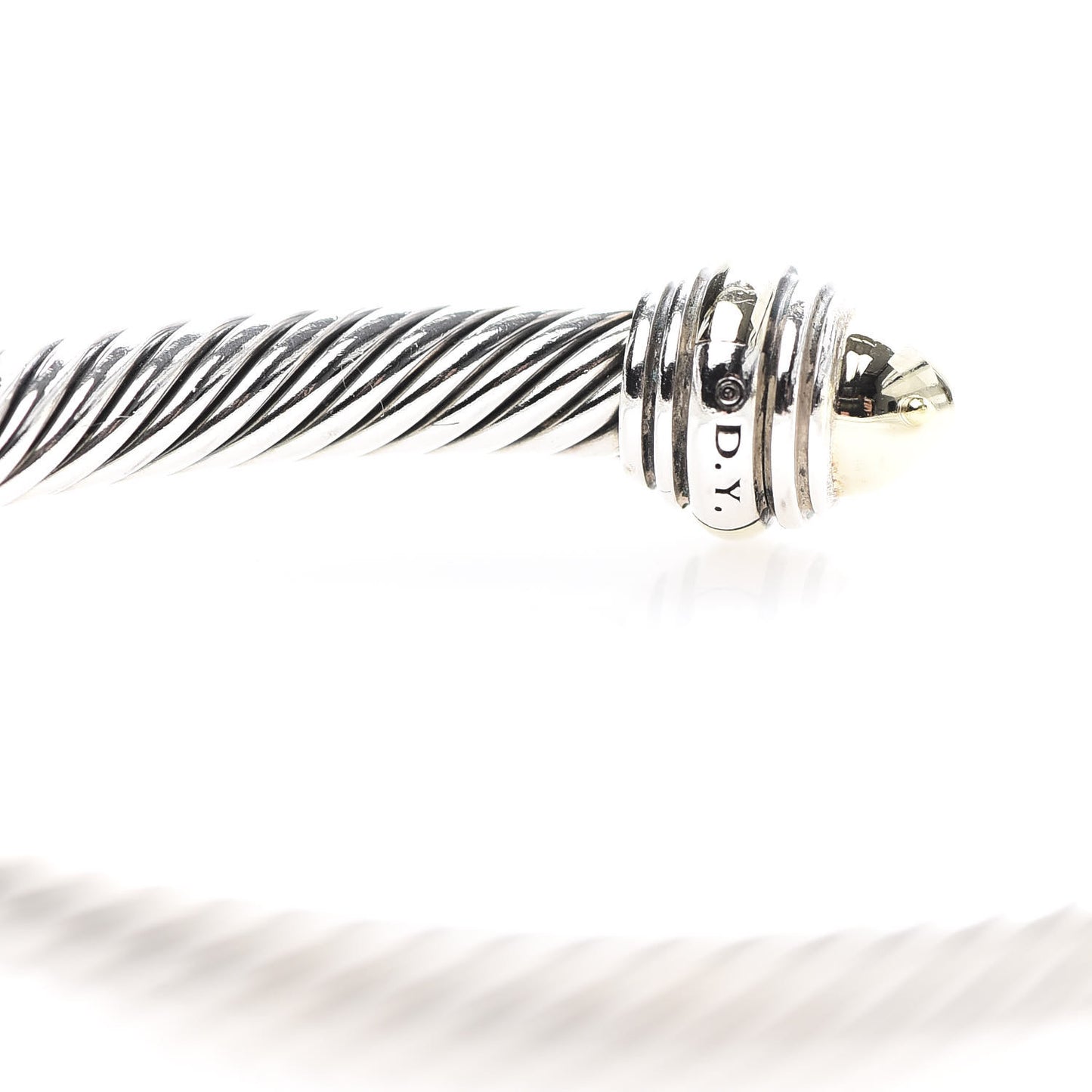 Sterling Silver 14K Yellow Gold 5mm Cable Classics Dome Bracelet