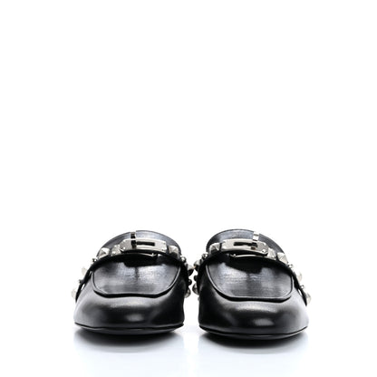 Hermes Goatskin Medor Studded Oz Mules 37.5 Black 3 of 10