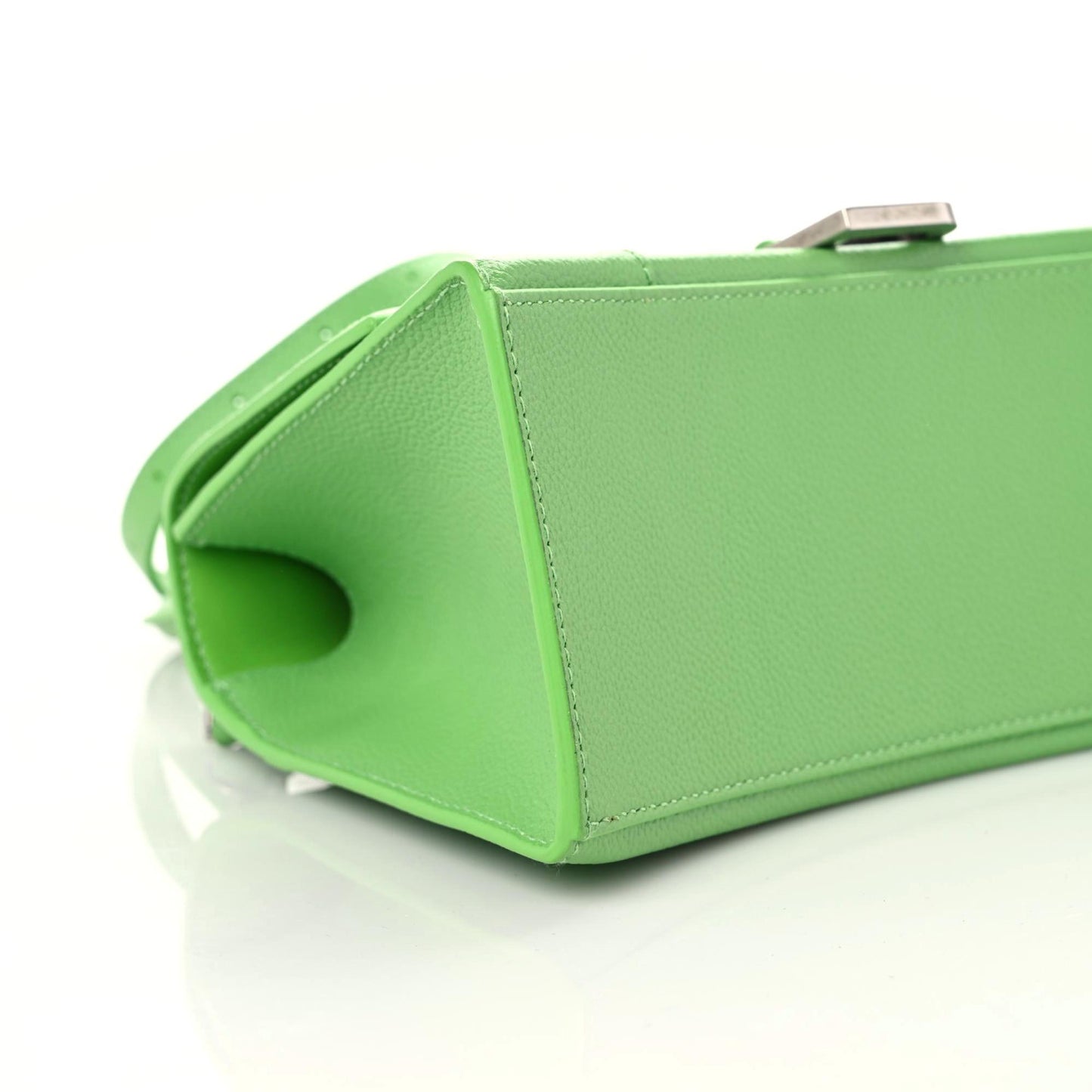 Grained Calfskin Small Hourglass Top Handle Bag Light Green