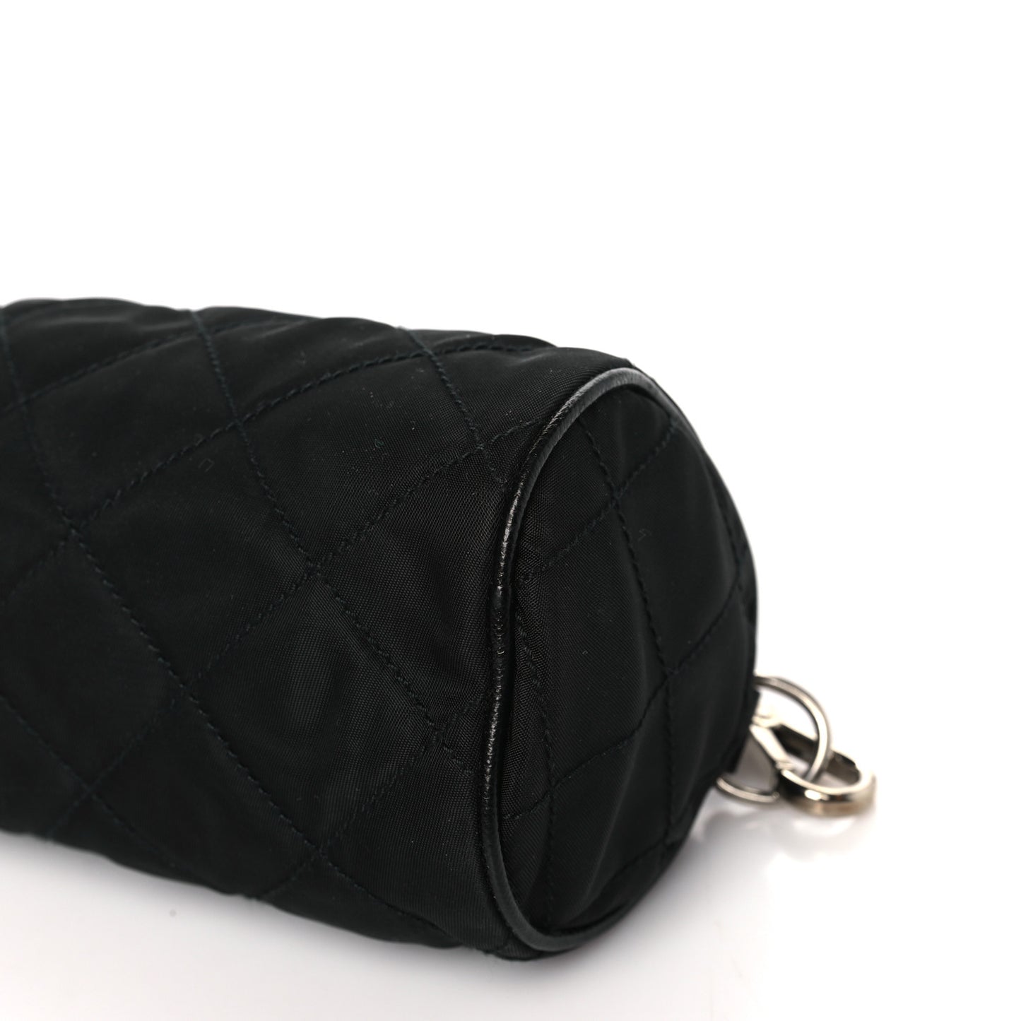 Tessuto Nylon Saffiano Impunturato Quilted Barrel Pochette Black