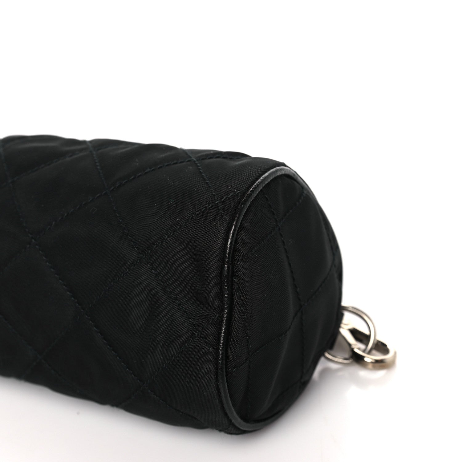 Prada Tessuto Nylon Saffiano Impunturato Quilted Barrel Pochette Black 10 of 10