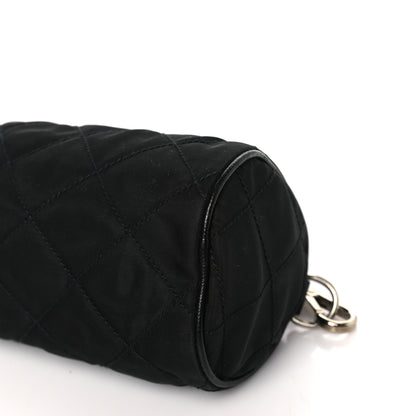 Prada Tessuto Nylon Saffiano Impunturato Quilted Barrel Pochette Black 10 of 10