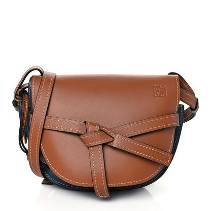 Loewe Calfskin Small Gate Crossbody Bag Tan Steel Blue 1 of 9