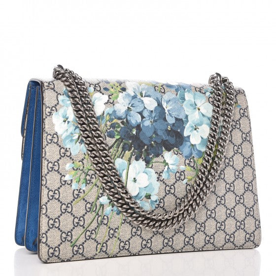 Gucci GG Supreme Monogram Blooms Medium Dionysus Shoulder Bag Beige Navy Vintage Blue 3 of 7