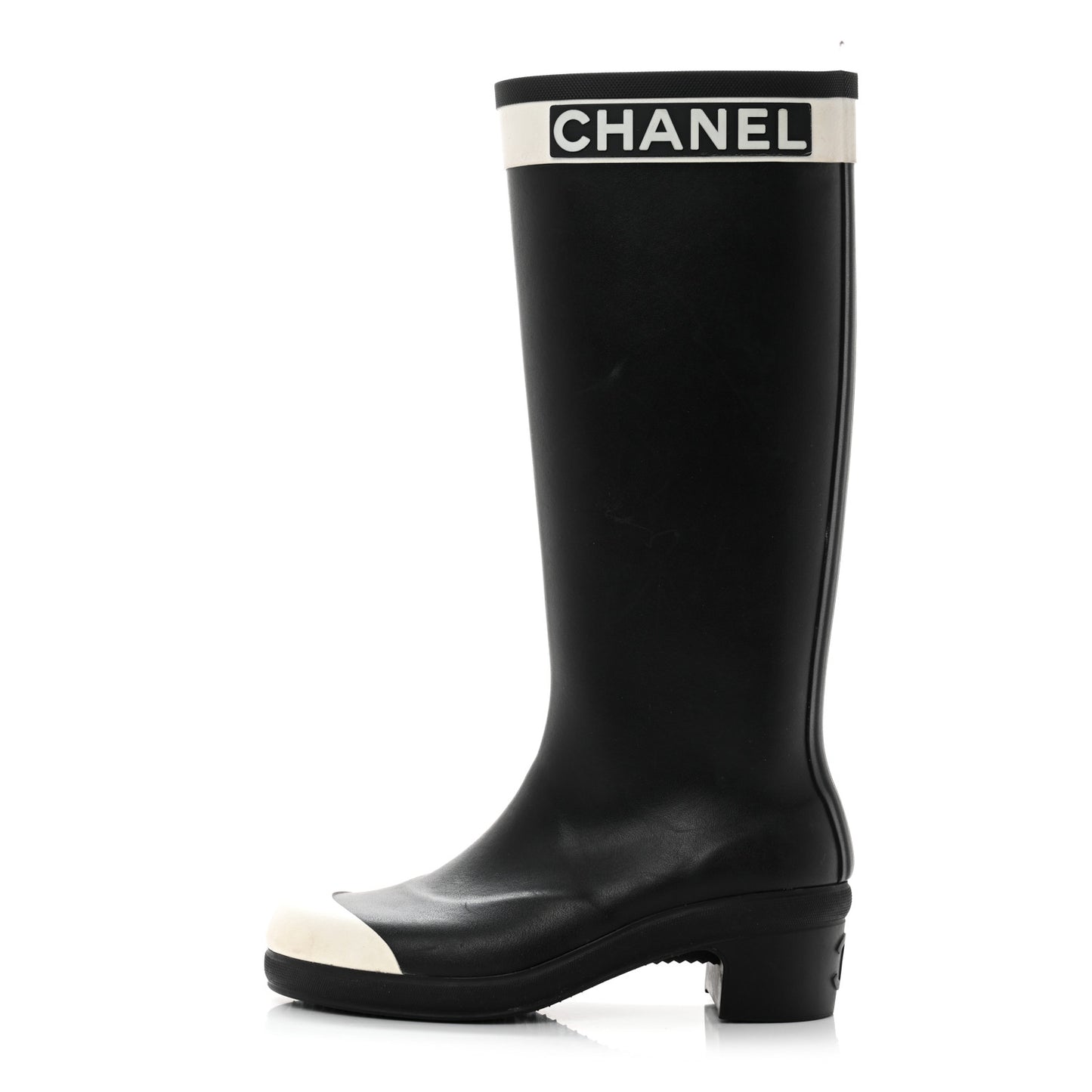 Rubber Logo Rain Boots 39 Black White