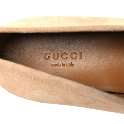 Gucci Suede Horsebit Womens Jordaan Loafers 37.5 Pink Sand 9 of 10
