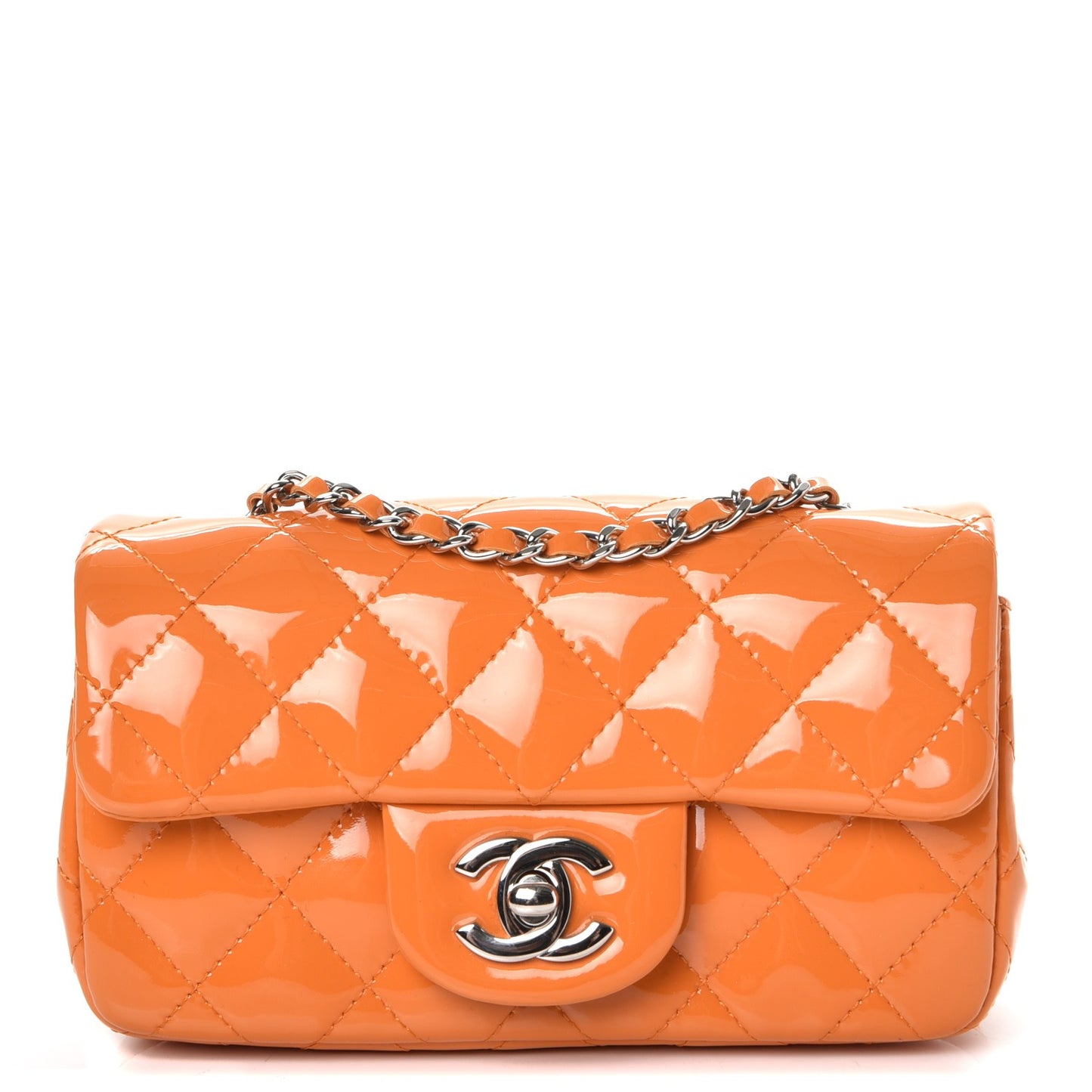 Patent Quilted Extra Mini Flap Light Orange