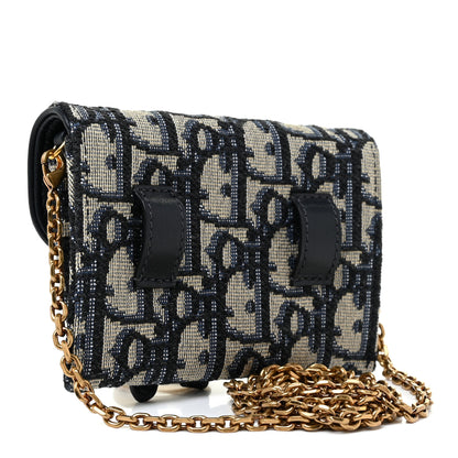 Christian Dior Oblique Nano Saddle Chain Pouch Blue 2 of 9