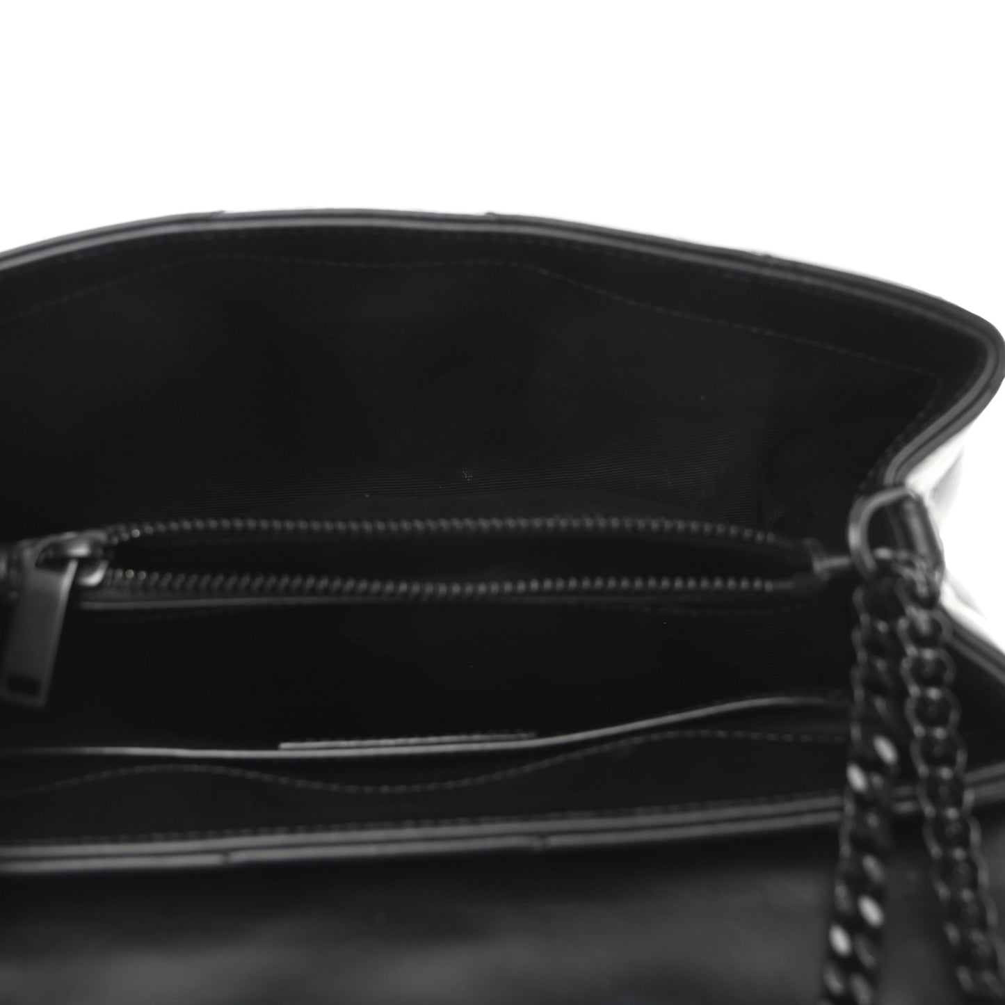 Calfskin Y Quilted Monogram Monochrome Small Loulou Chain Satchel Black