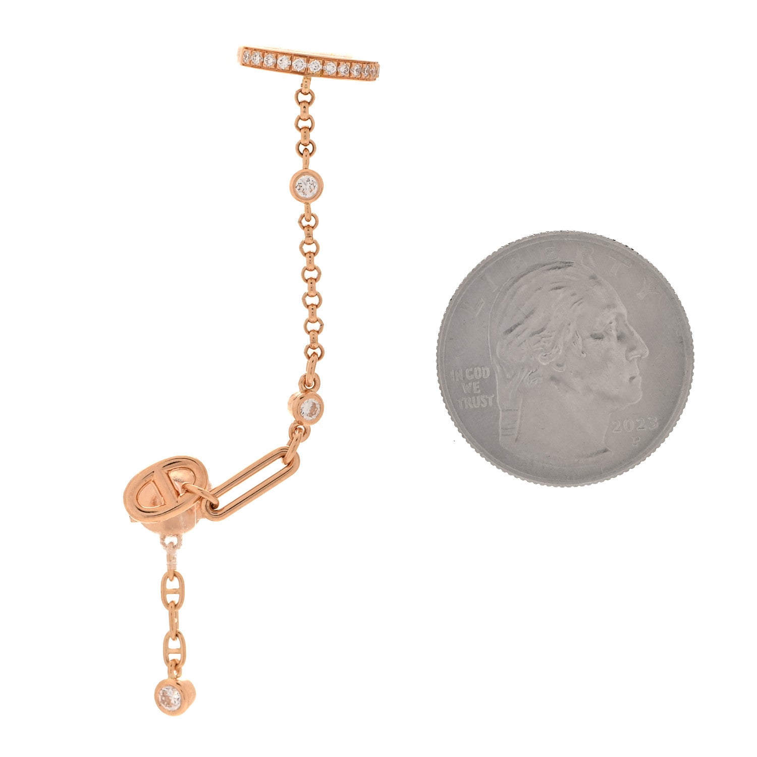 Hermes 18K Rose Gold Chaine D'Ancre Chaos Left Single Climber Earring 2 of 5