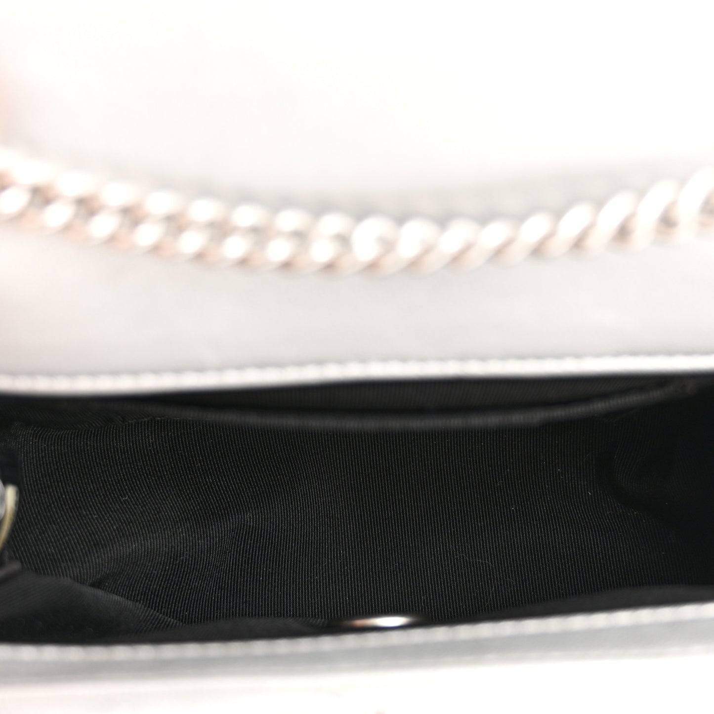 Metallic Lambskin Chevron Quilted Mini Flap Silver