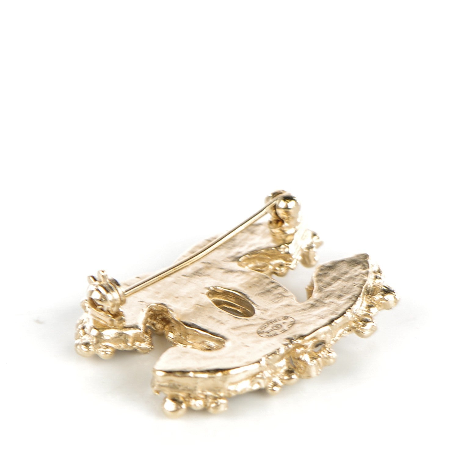 Chanel Enamel Crystal CC Brooch Black Gold 3 of 4