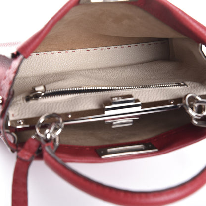Fendi Cuoio Romano Selleria Bi-Color Medium Peekaboo Iconic Satchel Rosso Latte 6 of 9