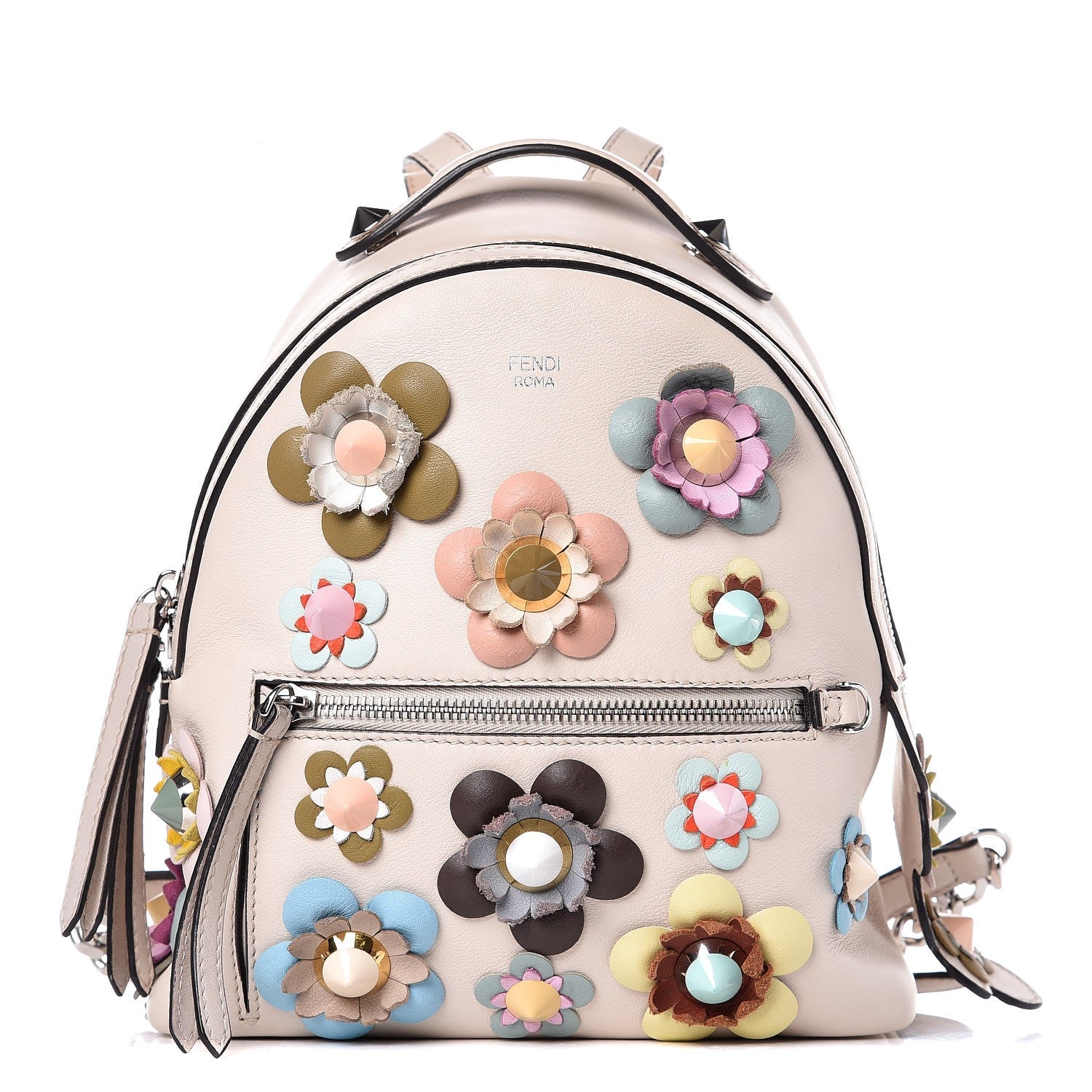 Fendi Vitello Dolce Flowerland Croc Tail Studded Mini Backpack Camelia Multicolor 1 of 12