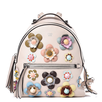 Fendi Vitello Dolce Flowerland Croc Tail Studded Mini Backpack Camelia Multicolor 1 of 12
